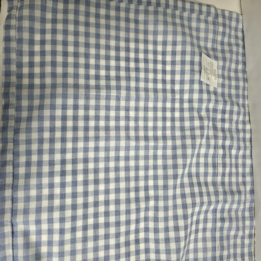 Blue White Gingham Check Cafe Curtain Floral Lace Farmhouse Kitchen Tier 42 X 17